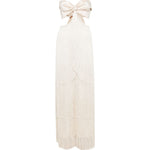 Abito lungo con frange in avorio Bless - donna 