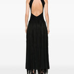 Abito lungo con frange in nero Bless - donna 