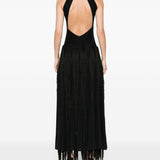 Abito lungo con frange in nero Bless - donna 