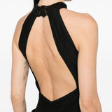 Abito lungo con frange in nero Bless - donna 