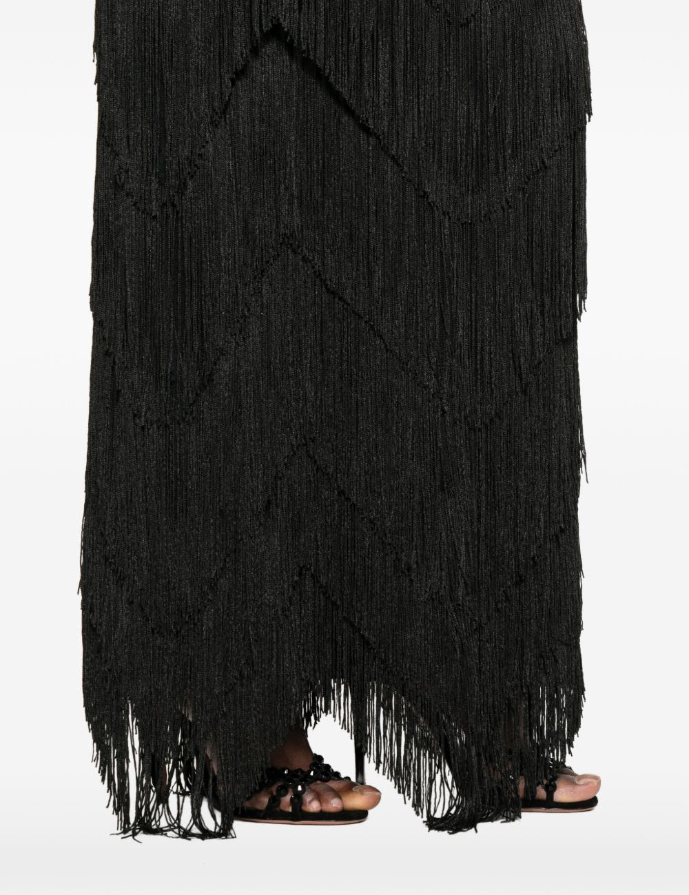 Gonna lunga con frange in nero Bless - donna 
