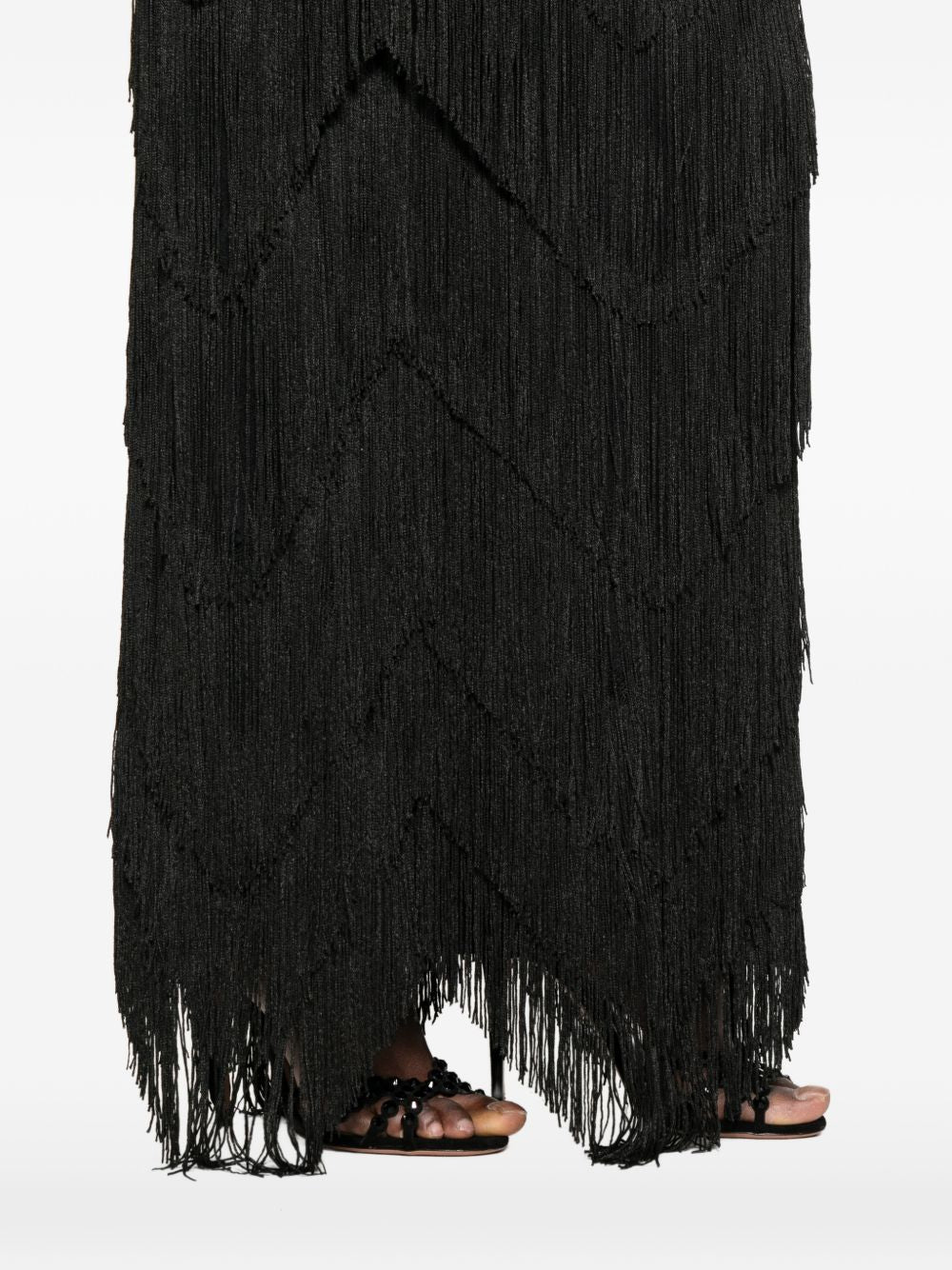 Gonna lunga con frange in nero Bless - donna 