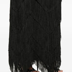 Gonna lunga con frange in nero Bless - donna 