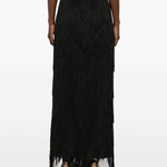 Gonna lunga con frange in nero Bless - donna 