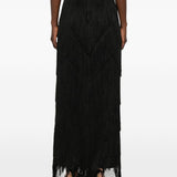 Gonna lunga con frange in nero Bless - donna 