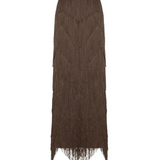 Gonna lunga con frange  in marrone Bless - donna 