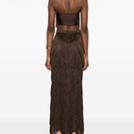 Gonna lunga con frange  in marrone Bless - donna 