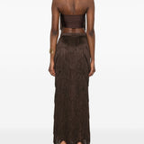 Gonna lunga con frange  in marrone Bless - donna 