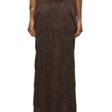 Gonna lunga con frange  in marrone Bless - donna 