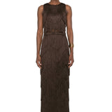 Gonna lunga con frange  in marrone Bless - donna 