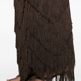 Gonna lunga con frange  in marrone Bless - donna 
