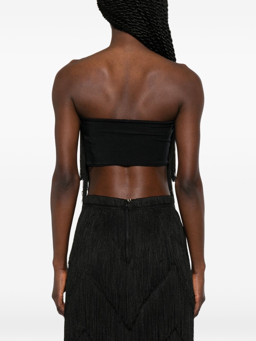 Top con frange in nero Bless - donna 