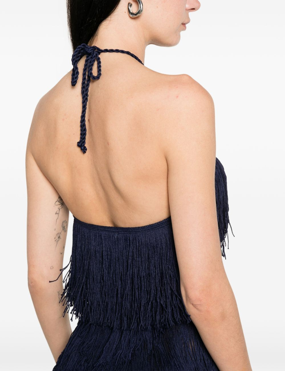 Abito lungo con frange in blu Bless - donna 