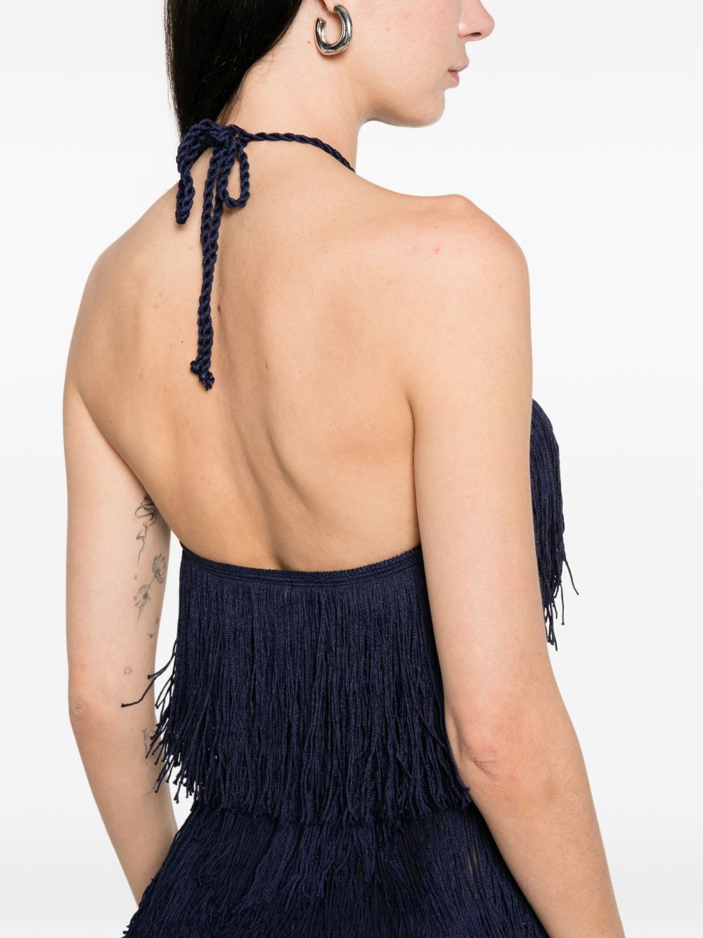Abito lungo con frange in blu Bless - donna 