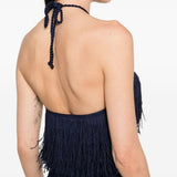 Abito lungo con frange in blu Bless - donna 