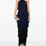 Abito lungo con frange in blu Bless - donna 