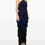 Abito lungo con frange in blu Bless - donna 