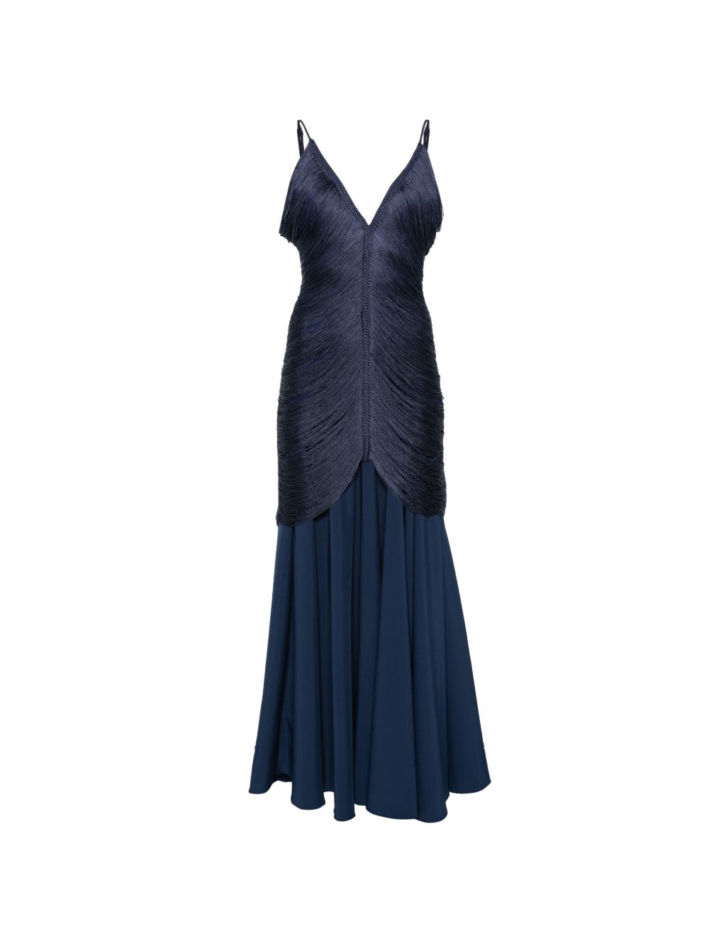 Abito lungo con frange in blu Bless - donna 
