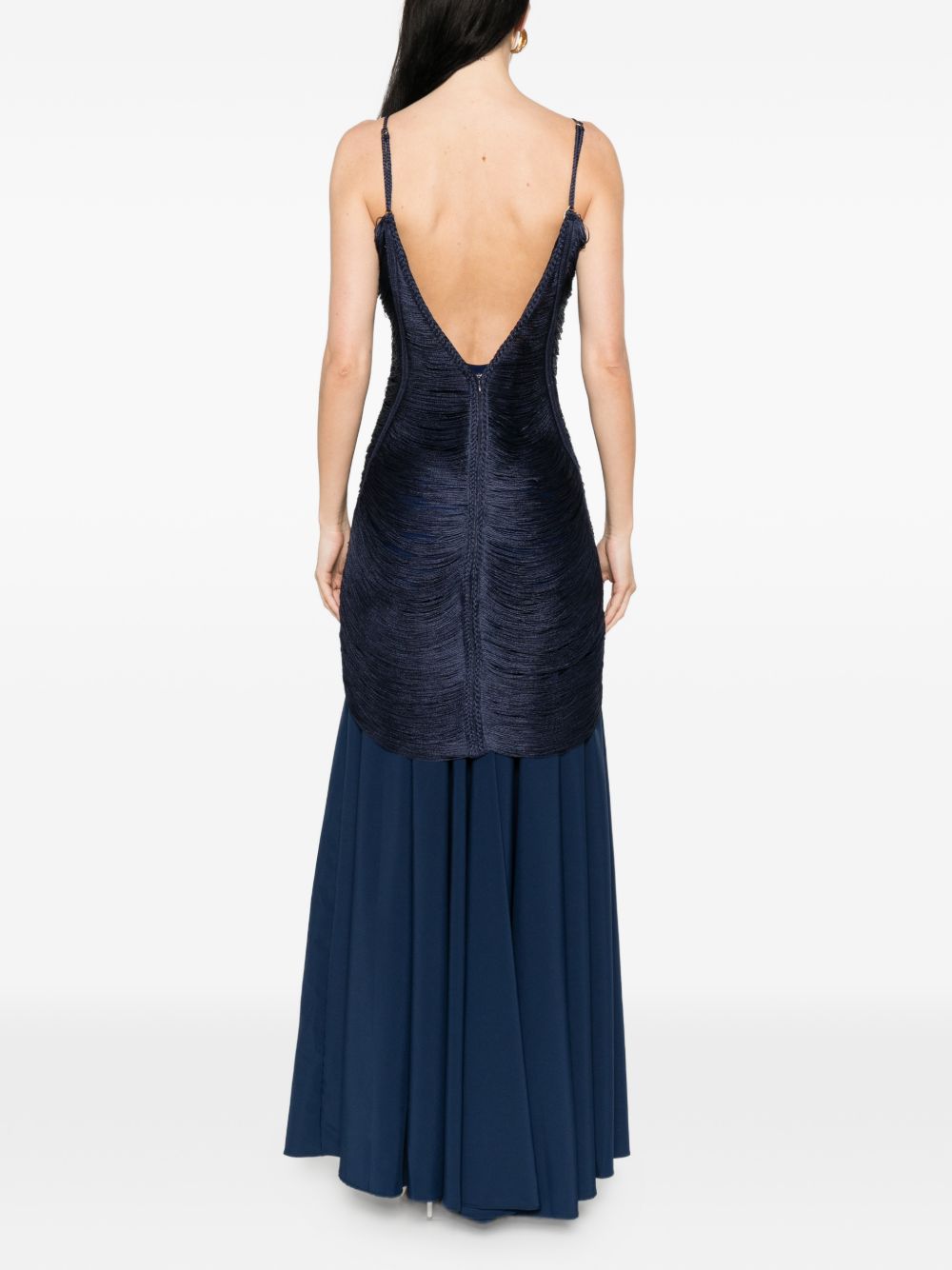 Abito lungo con frange in blu Bless - donna 