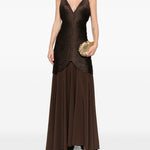 Abito lungo con frange in marrone Bless - donna 