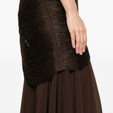 Abito lungo con frange in marrone Bless - donna 