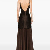 Abito lungo con frange in marrone Bless - donna 