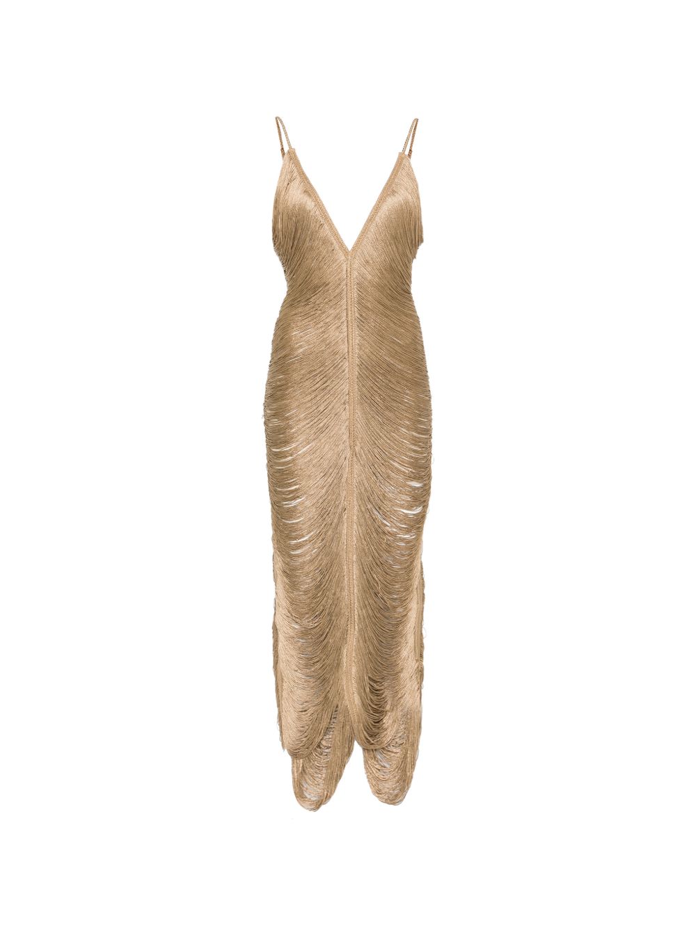 Abito con scollo a v e frange in bronzo Bless - donna 