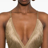 Abito con scollo a v e frange in bronzo Bless - donna 