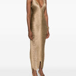 Abito con scollo a v e frange in bronzo Bless - donna 
