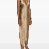 Abito con scollo a v e frange in bronzo Bless - donna 