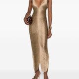 Abito con scollo a v e frange in bronzo Bless - donna 