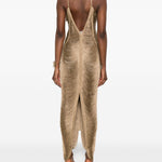 Abito con scollo a v e frange in bronzo Bless - donna 