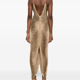 Abito con scollo a v e frange in bronzo Bless - donna 