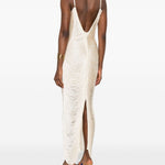 Abito con scollo a v e frange in avorio Bless - donna 