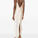 Abito con scollo a v e frange in avorio Bless - donna 