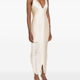 Abito con scollo a v e frange in avorio Bless - donna 