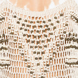 Abito lungo Takara con frange e decorazioni di perline in beige Bless - donna 