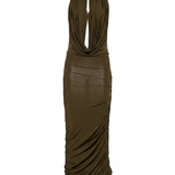 Abito midi con scollo a V profondo in verde Blumarine - donna 
