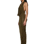 Abito midi con scollo a V profondo in verde Blumarine - donna 
