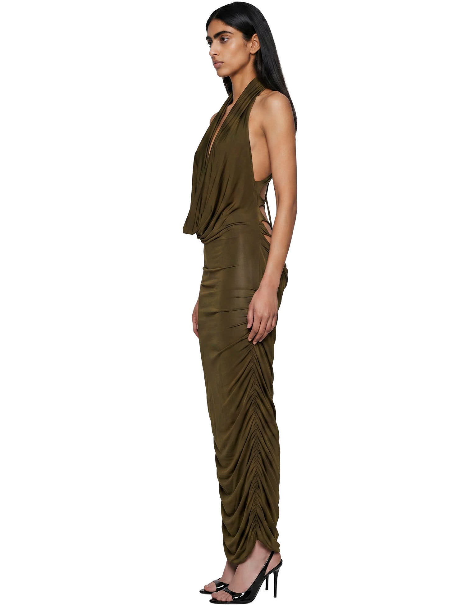 Abito midi con scollo a V profondo in verde Blumarine - donna 