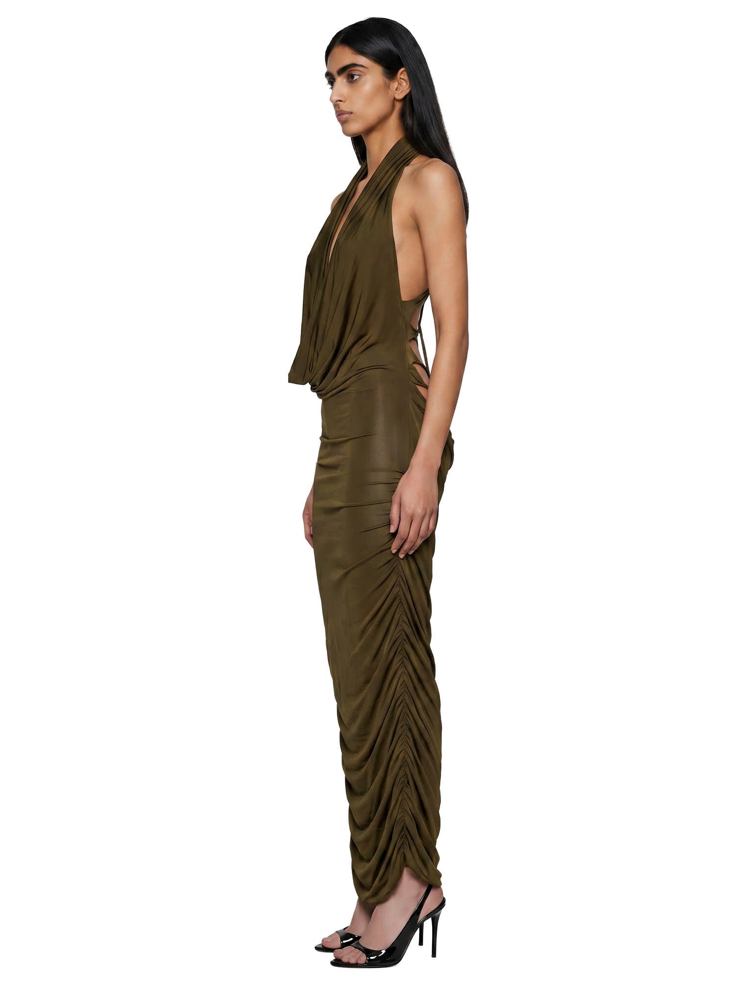 Abito midi con scollo a V profondo in verde Blumarine - donna 