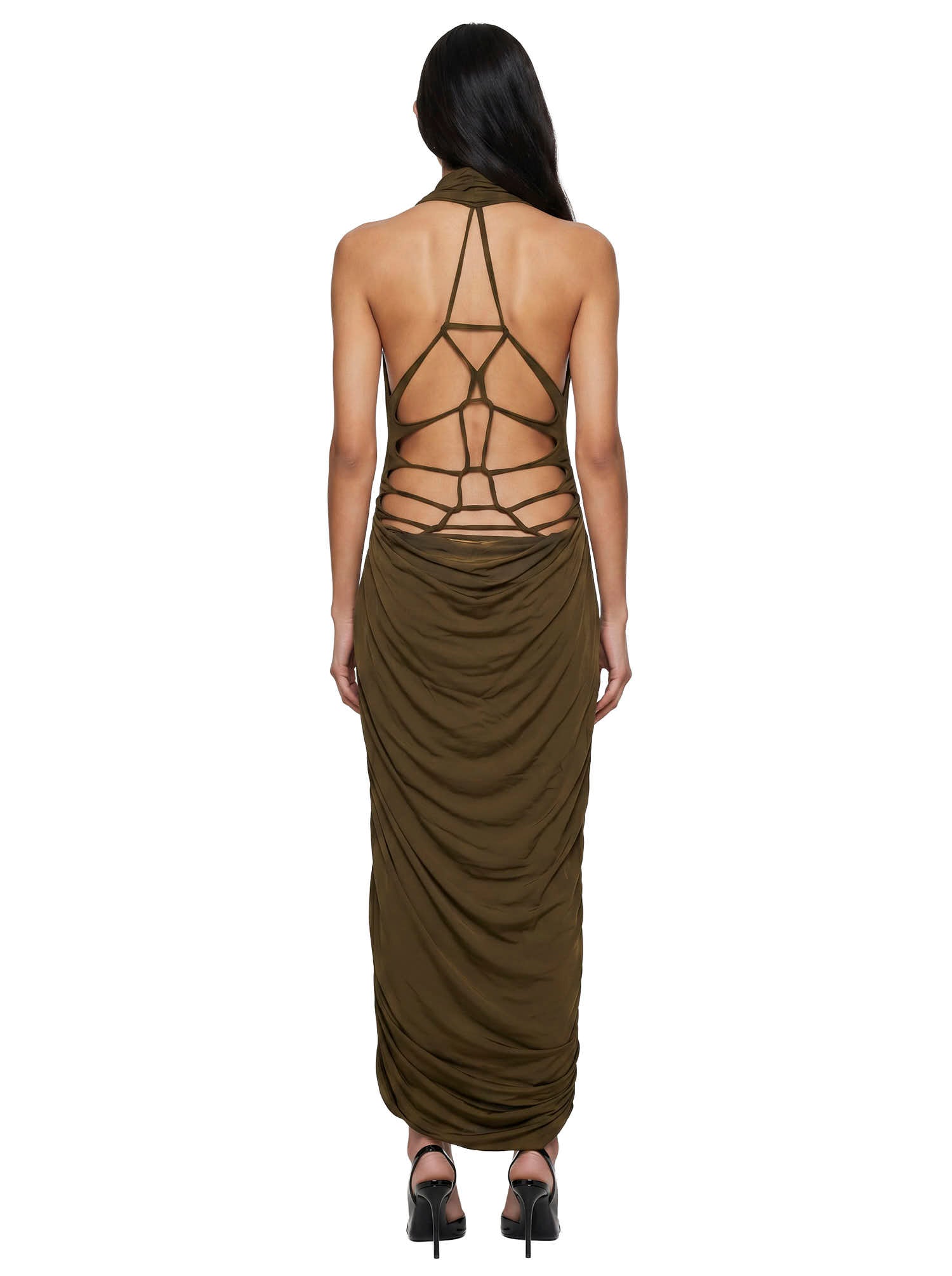 Abito midi con scollo a V profondo in verde Blumarine - donna 