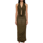 Abito midi con scollo a V profondo in verde Blumarine - donna 