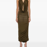 Abito midi con scollo a V profondo in verde Blumarine - donna 