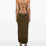Abito midi con scollo a V profondo in verde Blumarine - donna 