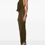 Abito midi con scollo a V profondo in verde Blumarine - donna 