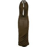 Abito midi con scollo a V profondo in verde Blumarine - donna 