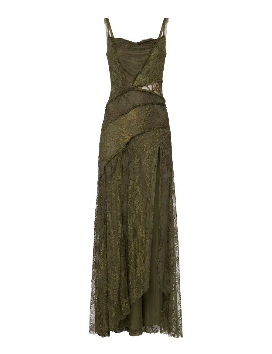 Abito con iserti in pizzo in verde kaki Blumarine - donna 
