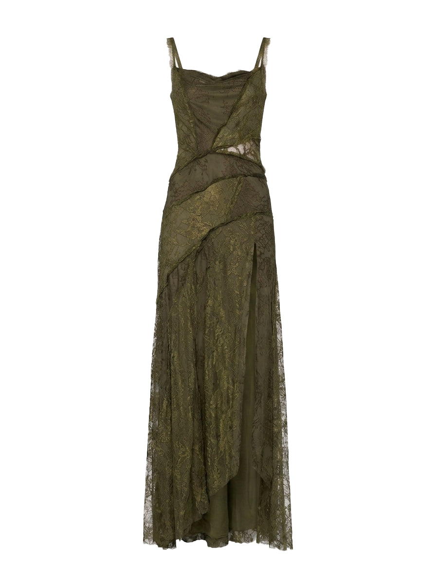 Abito con iserti in pizzo in verde kaki Blumarine - donna 