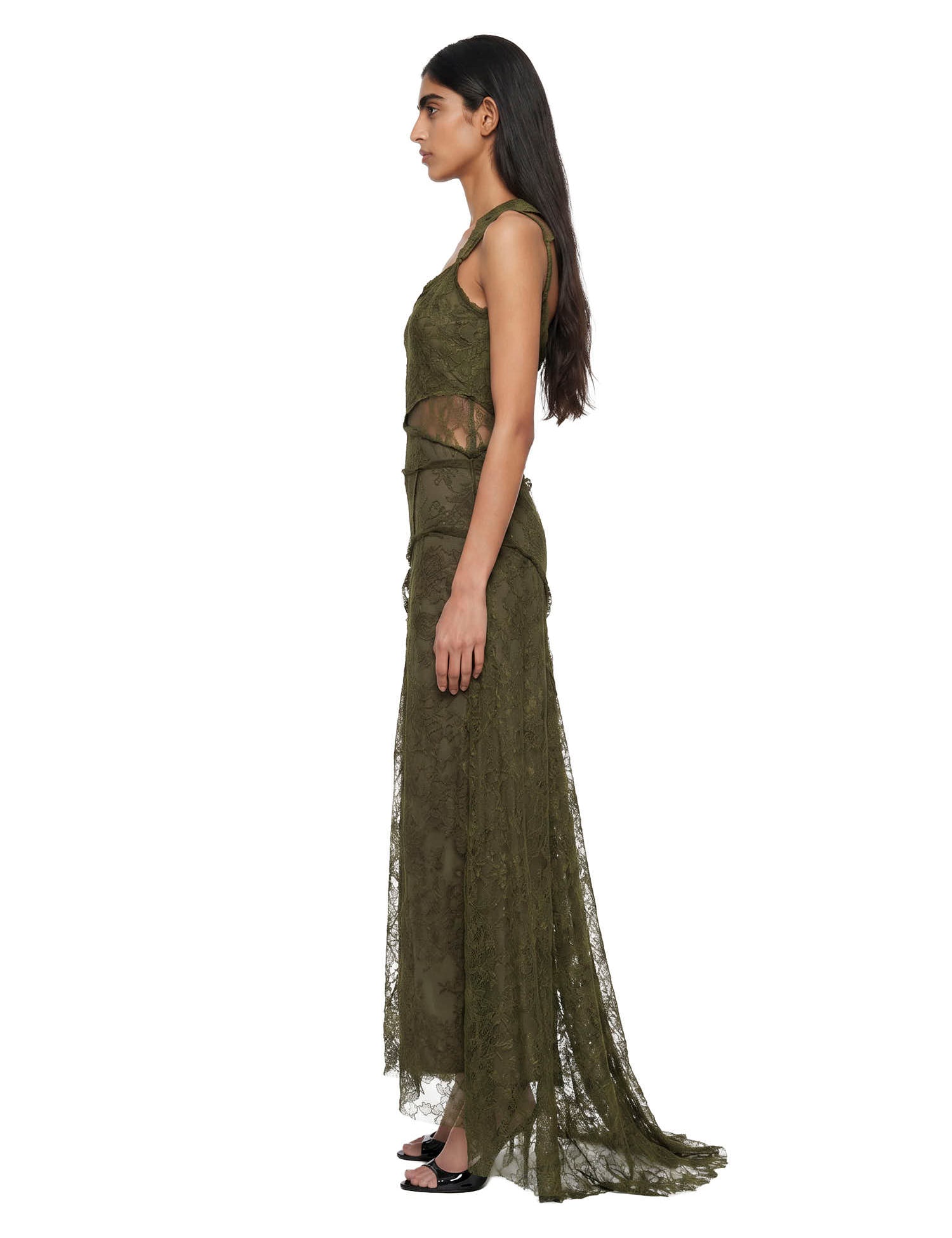 Abito con iserti in pizzo in verde kaki Blumarine - donna 